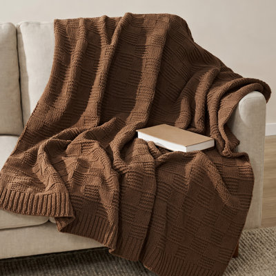Modern Checkered Chenille Throw Blanket