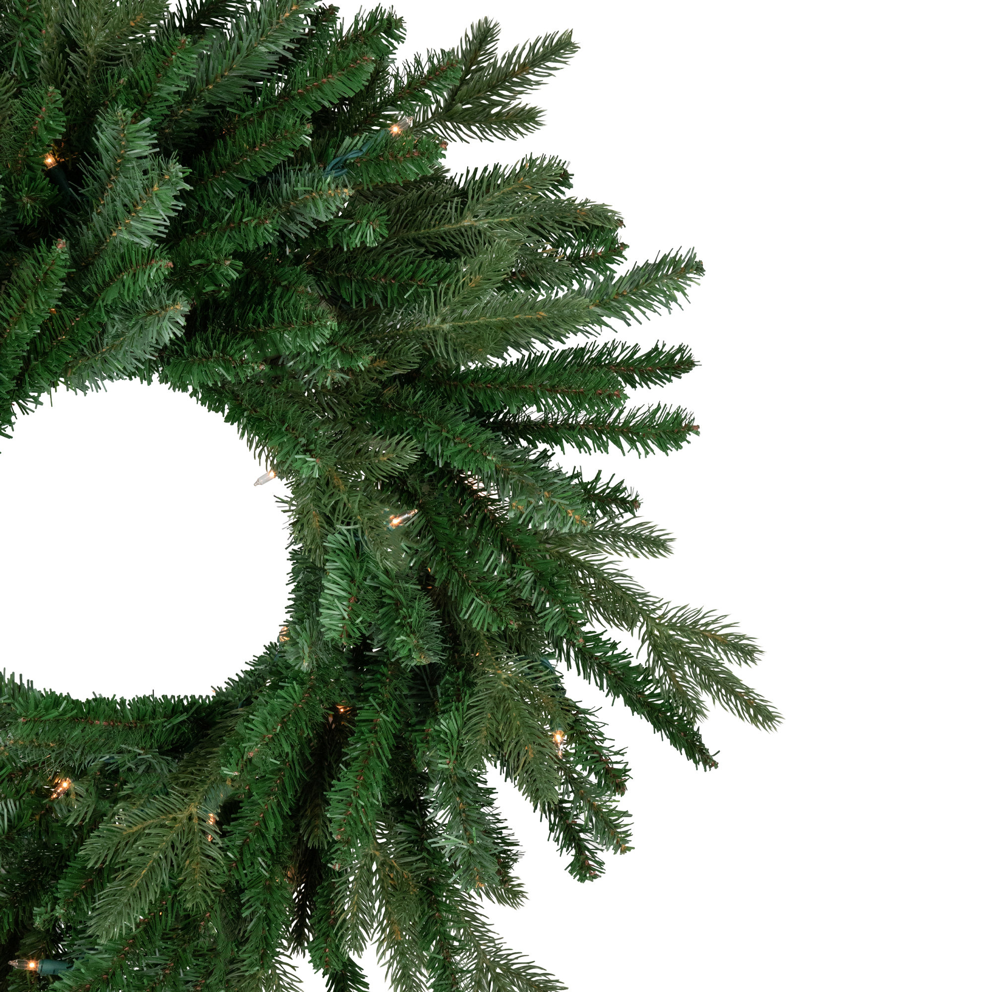 Pre-Lit Grande Spruce Artificial Christmas Wreath Clear Lights, 24" H x 24" W x 6" D