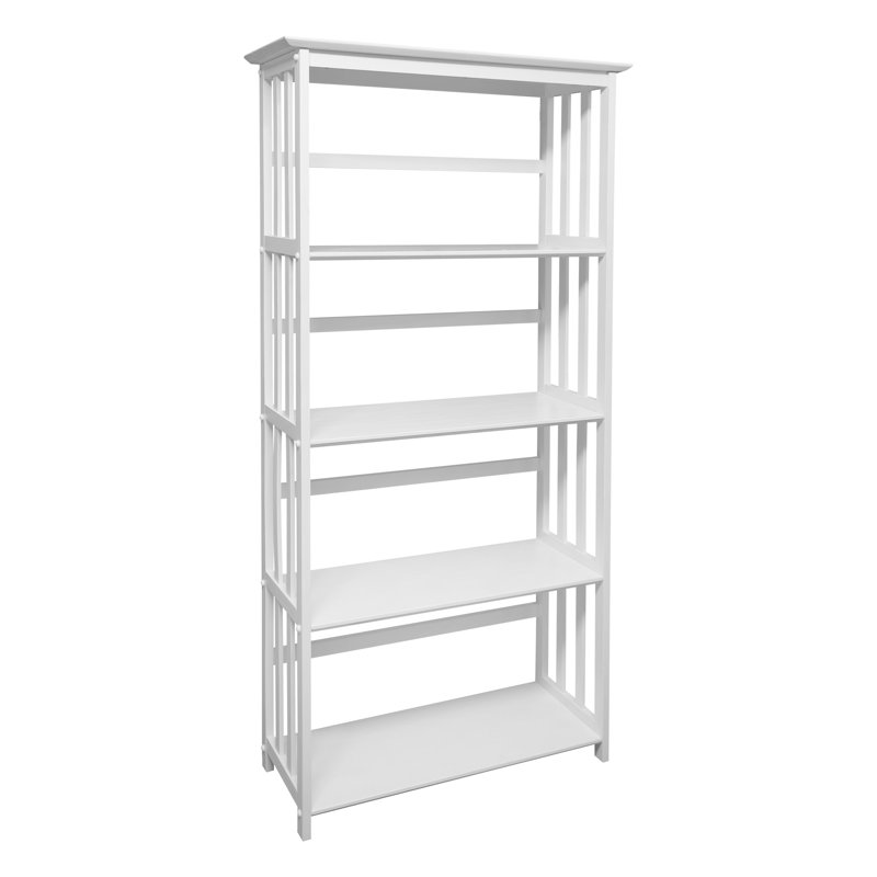Bibliothèque en bois massif Tou, Blanc, (4 tablettes) H 61 po x l 30 po x P 12 po