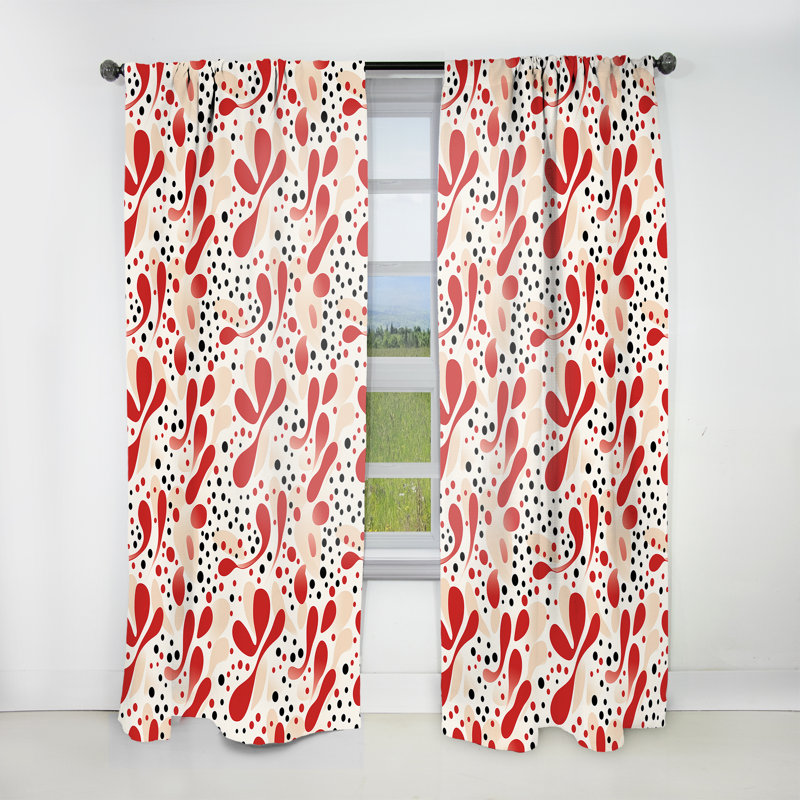Motif à pois rouge et blanc - Rideau abstrait - Rideau abstrait obscurcissant - 1 panneau, L 52 po x L 95 po