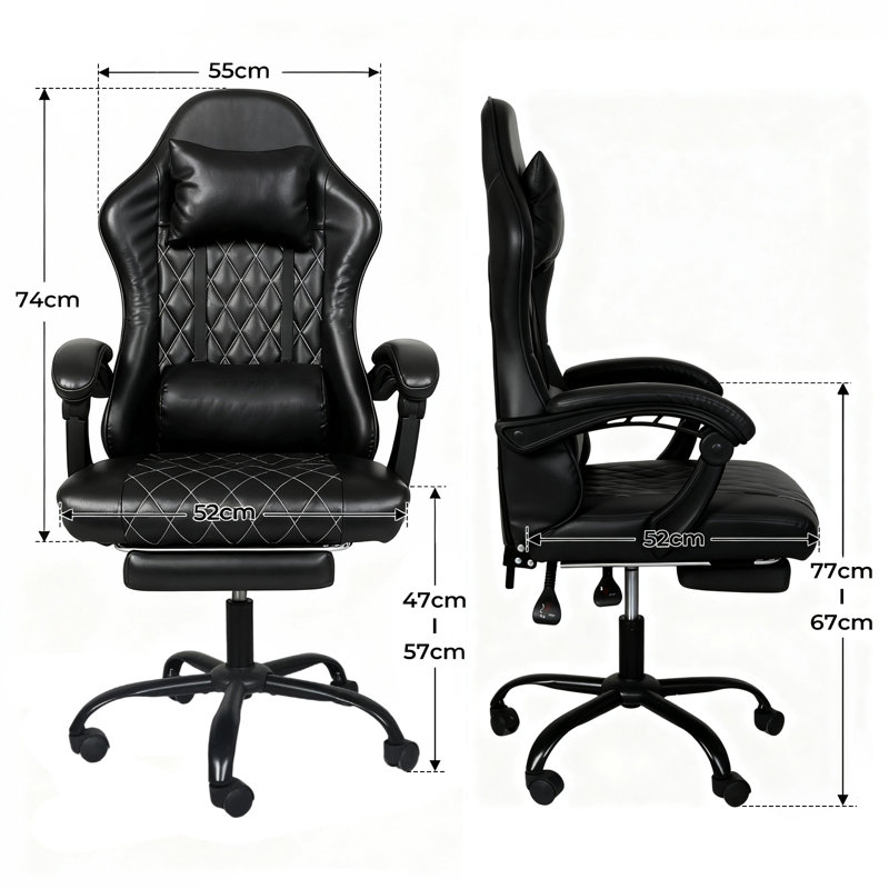 Gaming Chair with Headrest, Black