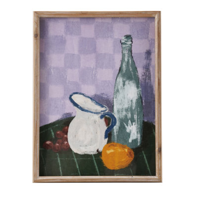 Firwood And Glass Framed Wall Décor With Vintage Kitchen Still Life (Each One Will Vary)