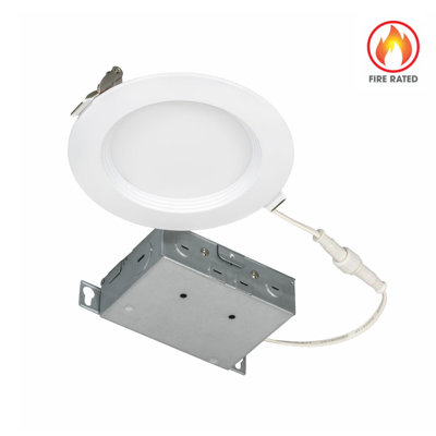 JESCO LED 6" Fire Rated Round Shallow Regressed 120V 15W 90CRI Downlight Fixture