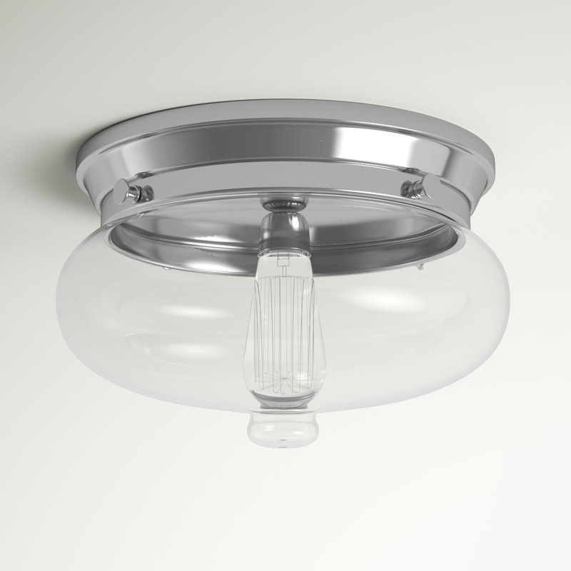 Piqua Glass Flush Mount, Polished Nickel