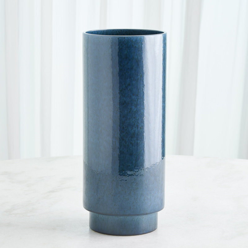 Rolo Vase-Sm, Blue, Overall Height-  16.50"