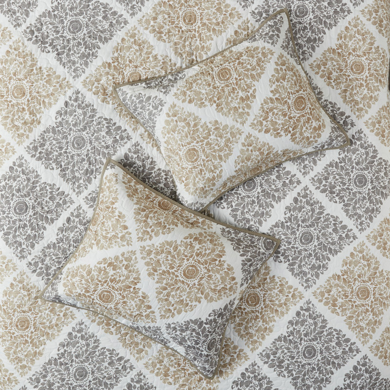 King Blue Microfiber Reversible Quilt Set with Shams