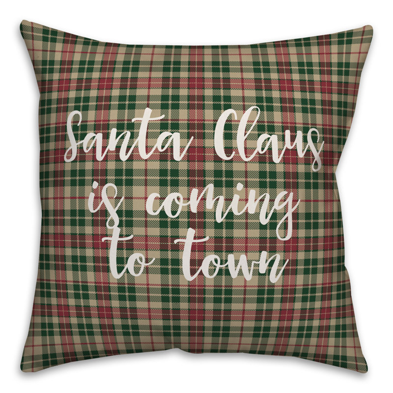  Coussin décoratif père Noël en tartan à carreaux, Housse de coussin