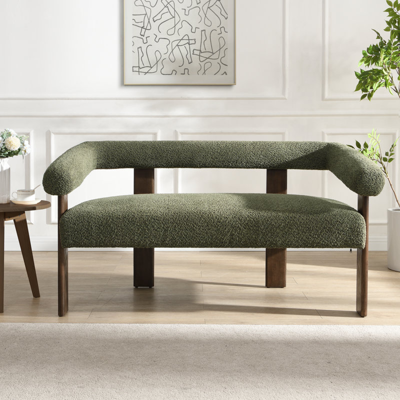 Erik Round Armrest Loveseat, Brown, Green
