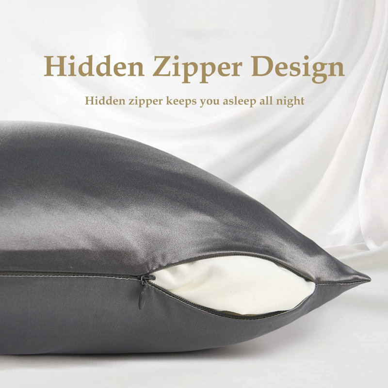 Silk Hand Woven Pillow Case, Charcoal Grey, King Pillowcase