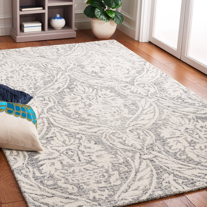 Tapis abstrait ivoire / gris Ladwige 204, Rectangle 8 pi x 10 pi
