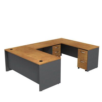 Bureau en U Series C avec 2 piédestaux mobiles