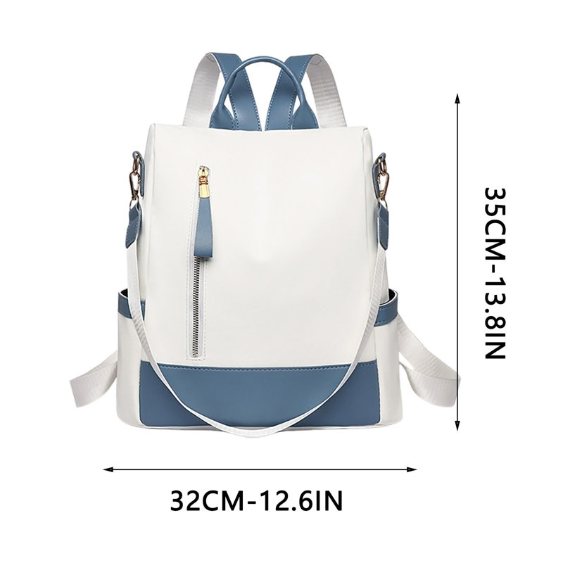 A Storage Soft Leather -Theft Large Capacity Backpack, Blue