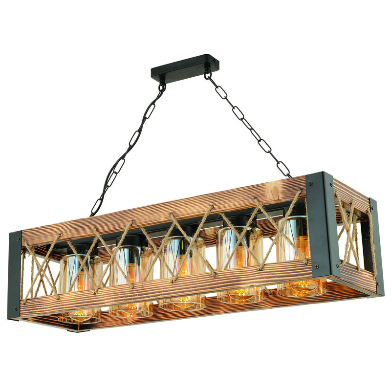 Lozoya 5 - Light Kitchen Island Chandelier, Oak