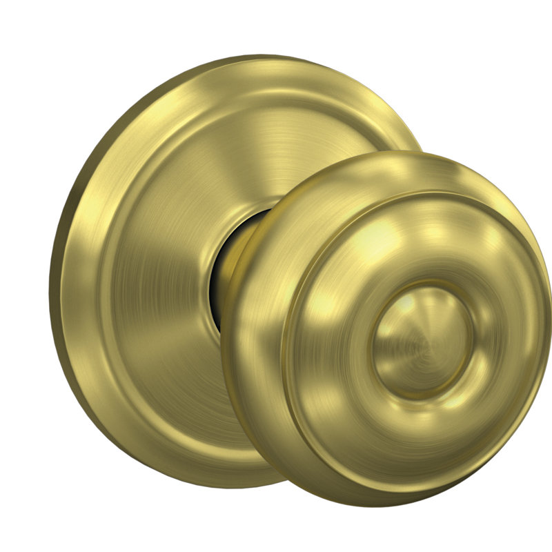 Custom Georgian Hall-Closet and Bed-Bath Knob with Alden Trim, Satin Brass