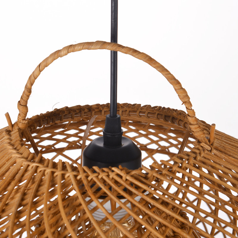 Luminaire suspendu 1 lumière Rattan, H 10,24 po x l 15,75 po x P 15,75 po