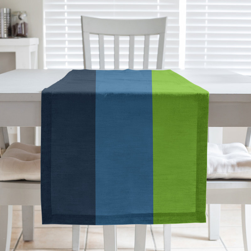 Minnesota Basketball Table Runner, 90" L x 16" W, Navy/Blue/Aurora Green, Cotton Twill