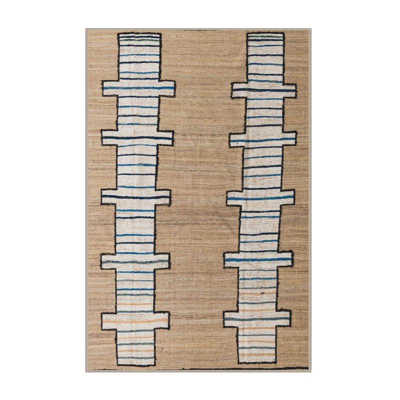 Wool Abstract Indoor Rug, Rectangle 4' x 6'