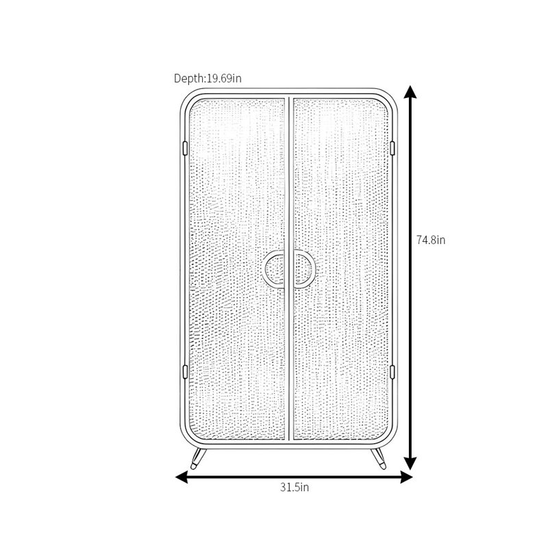 Garde-robe simple et légère en acier de luxe, H 74,8 po x l 31,5 po x P 19,69 po