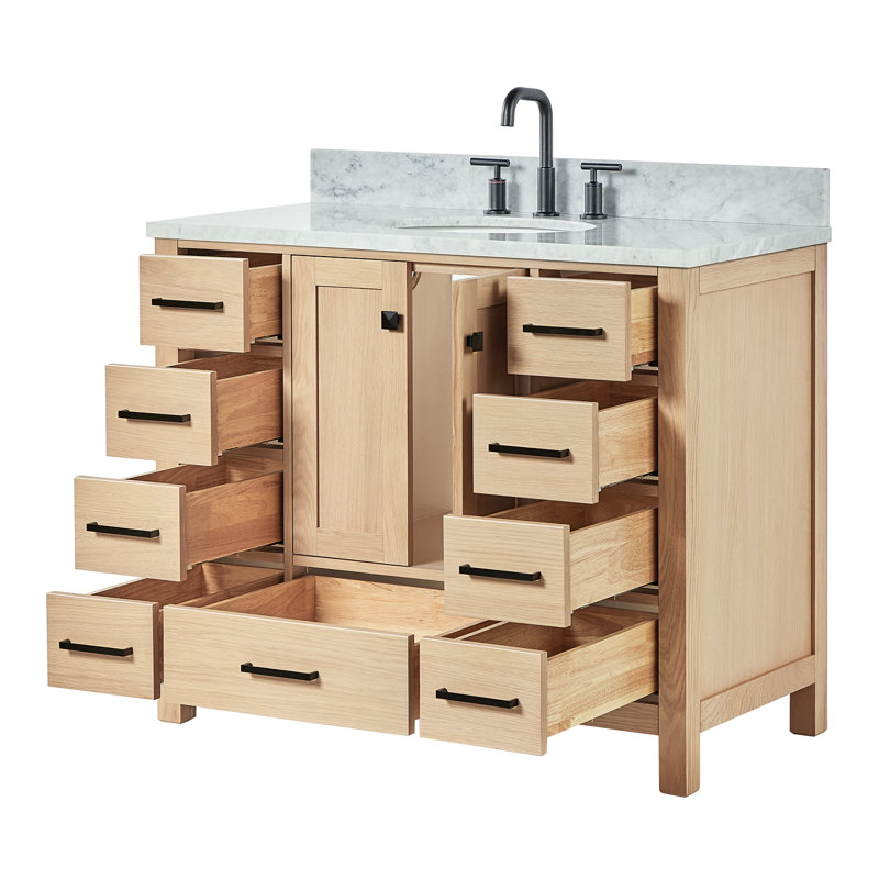 Ensemble de meuble-lavabo simple Flynt, Oval, Chêne / noir mat, L 43 po
