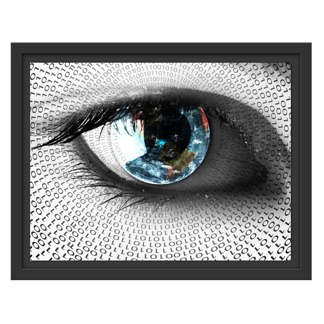 Auge mit binärem Code Gerahmter Fotokunstdruck