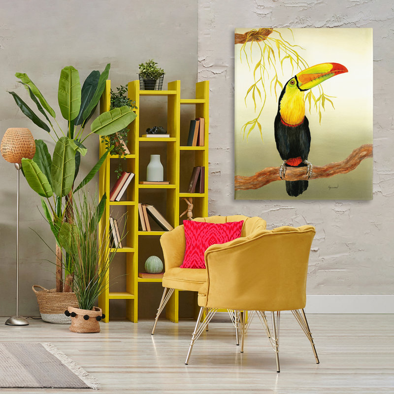 «One Toucan on Branch», art mural par Christine Reichow, H 40 po x l 30 po x P 1,5 po