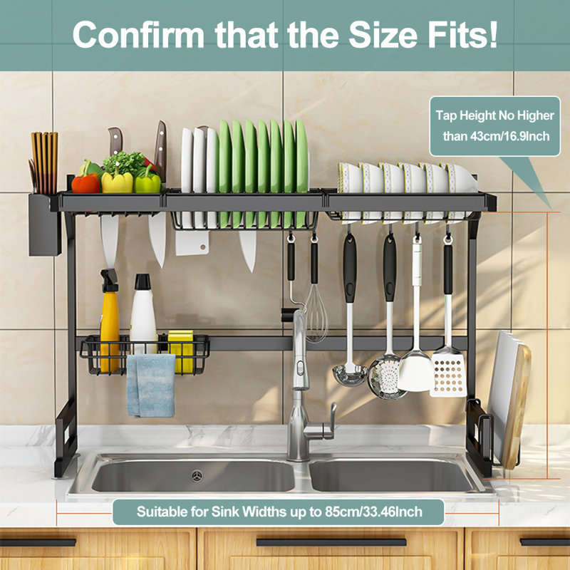 Over The Sink Dish Drying Rack, Dish Drying Rack 2 Tier Large Stainless Steel Dish Drainer For Kitchen Storage