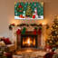 Noël, arbre de Noël, bonhomme de neige et guirlande de lumières de Noël-2008754728