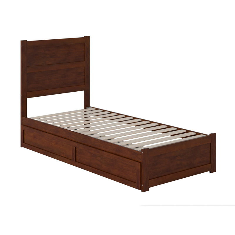 Ivor Solid Wood Trundle Bed, Walnut, Twin XL
