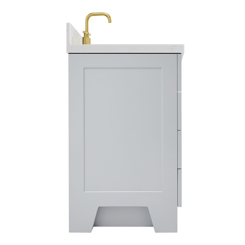 61 IN.  Single Bathroom Vanity, Gray, Rectangle, Carrara Quartz