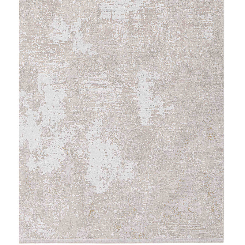Tapis beige rectangulaire en viscose / tencel tissé à la machine 6 pi 7 po x 9 pi 7 po Tannille