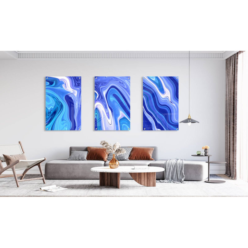 Blue Decor - ensemble de 3 reproductions sans cadre