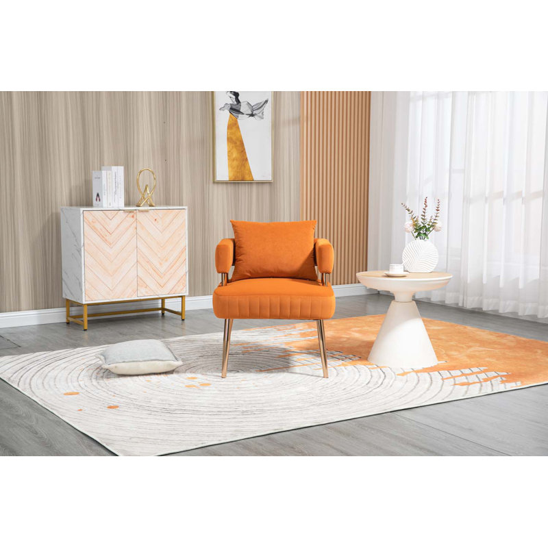Chaise avec accoudoirs d'appoint, Polyester orange