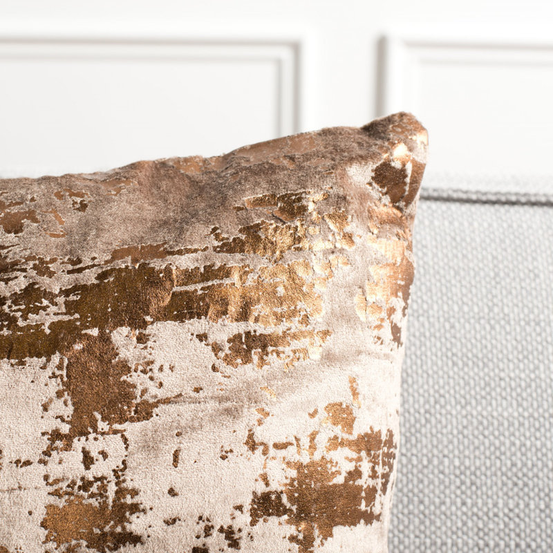 Abstract Cotton Blend Reversible Throw Pillow, 20" x 20", Brown/Copper