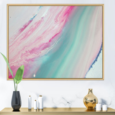 Marbre turquoise et marbre rose Flow Art IV - œuvre d'art moderne sur toile