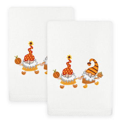 Linum Home Textiles AUTUMN GNOMES - Embroidered Luxury 100% Turkish Cotton Hand Towels