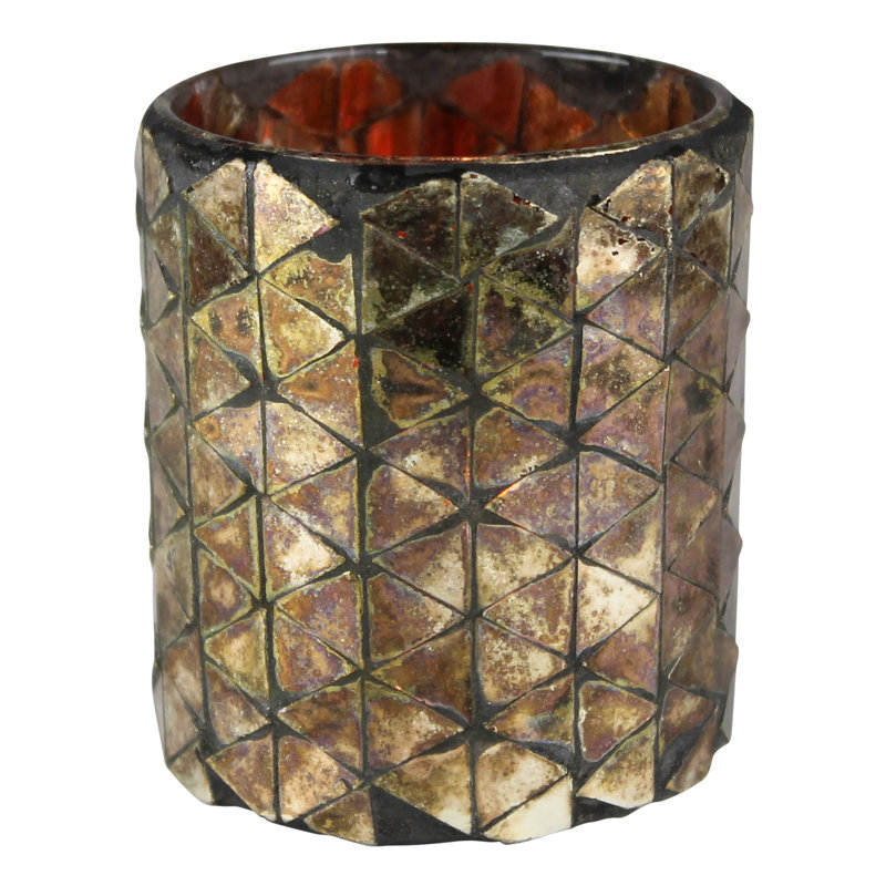 Mosaic Gold Glass Hurricane