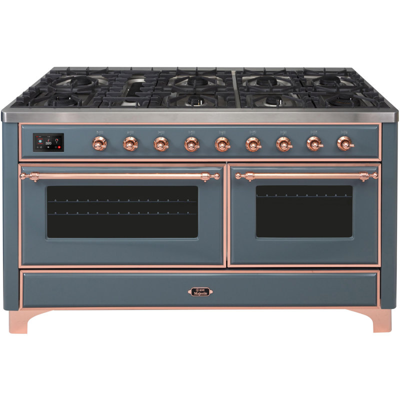 Majestic II 60" 5.02 cu. ft. Freestanding Dual Fuel Range with Griddle, Liquid Propane, Blue Gray/Copper