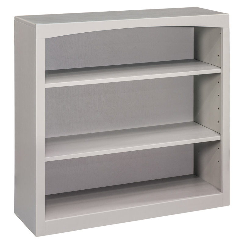 Ossy American Built Solid Wood Bookcase, Storm Gray, (3 Shelves) 36"H x 36"W x 12"D