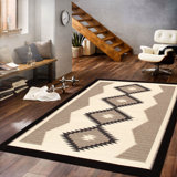 Tapis moka / beige / brun fait à la main 8 pi x 9 pi 11 po Southwestern