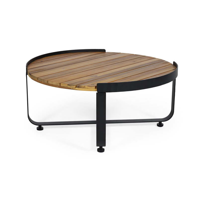 Round Metal Outdoor Coffee Table , 31.5'' in. W 31.5'' in. D, Brown