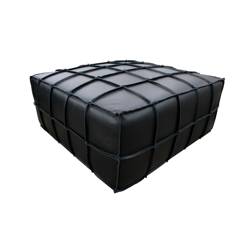 Pouf en cuir Lunarae, Noir