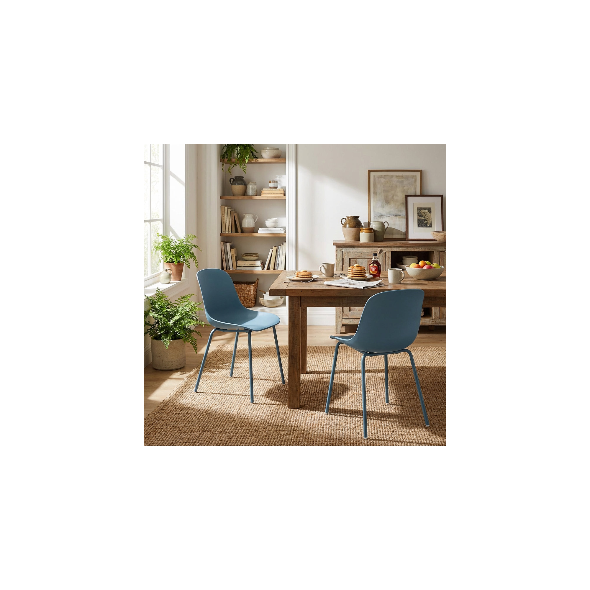 Meli Armless Dining Chairs, Blue