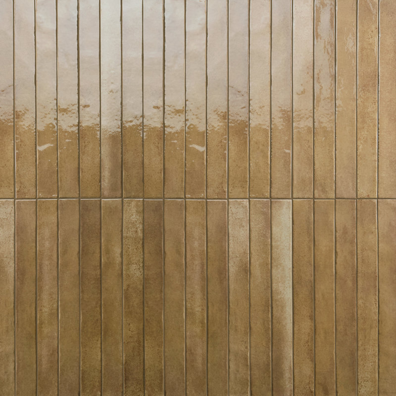 Liv 2" x 18" Zellige Subway Porcelain Wall Tile, Ocra Orange