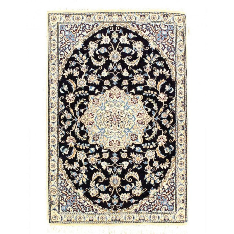 Tapis unique bleu marine / noir / beige Shirine 2 pi 11 po x 4 pi 9 po