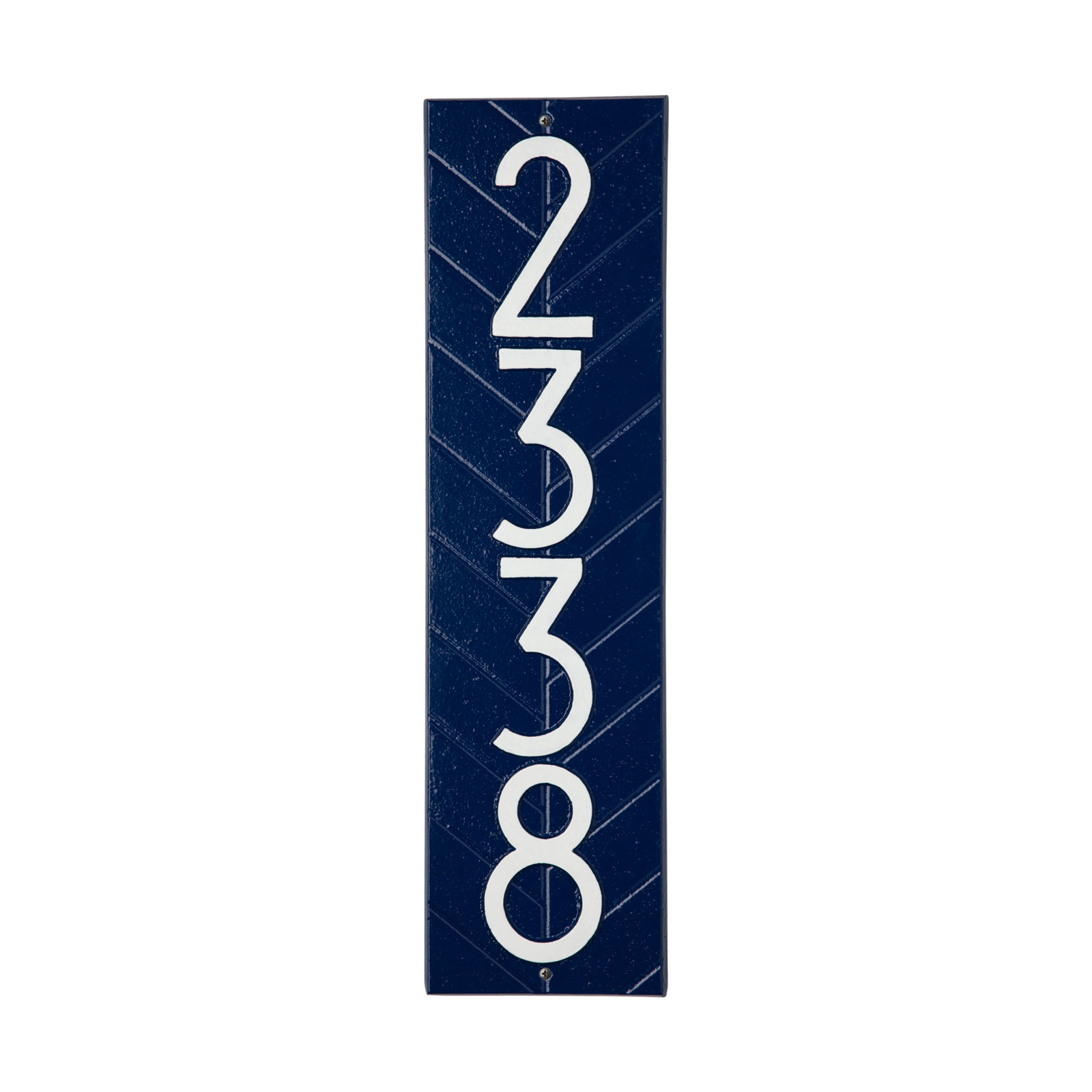 Mid-century Modern Herringbone Vertical Wall Plaque, Dark Blue/White, Yes