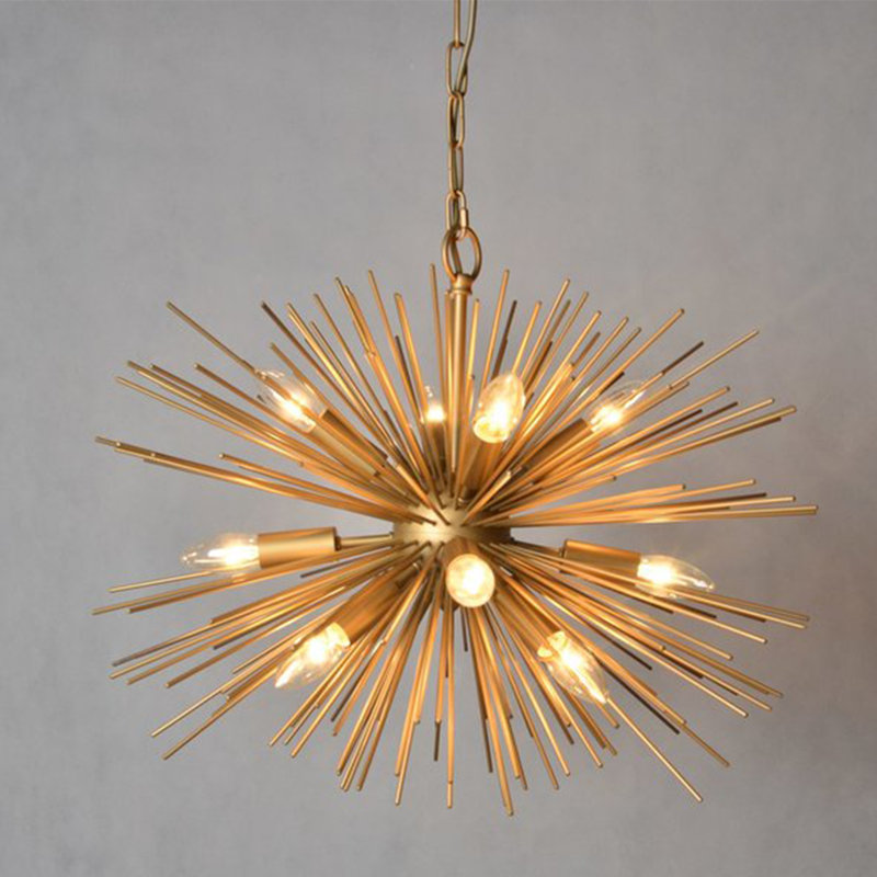 Lustre sphérique Spoutnik à 12 lumières Chadia, H 21,1 po x l 29,4 po x P 29,4 po, Or satiné (livré assemblé)