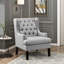 Chaise d'appoint à boutons avec siège en tissu gris et coussins en mousse-2137725765