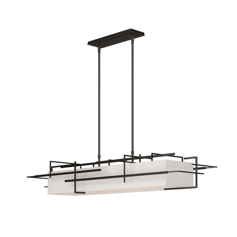 4 - Light Kitchen Island Linear Pendant, Flax, Oil Rubbed Bronze
