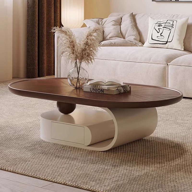 Table à thé ovale moderne, H 15,7 po x L 43,3 po x l 23,6 po