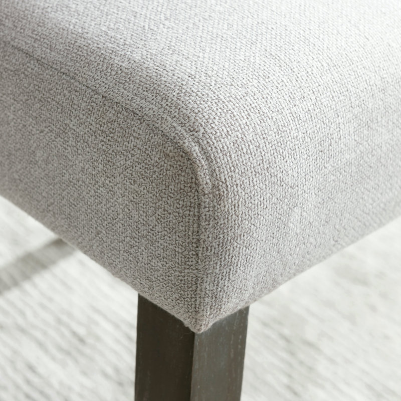 Jennifer Home Upholstered Back Stool with Wood Base for Kitchen, Short Stool (17.5" Seat Height), White/Gray